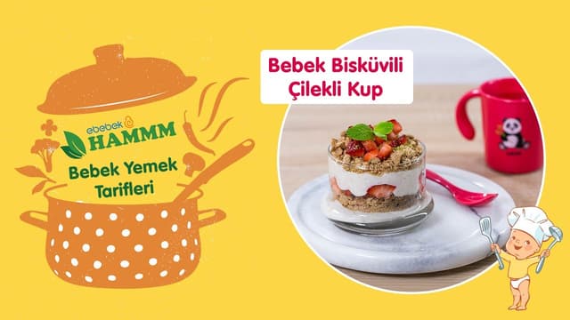 Hammm Bebek Bisküvili Çilekli Kup | Bebek Yemek Tarifleri | Hammm Vakti image